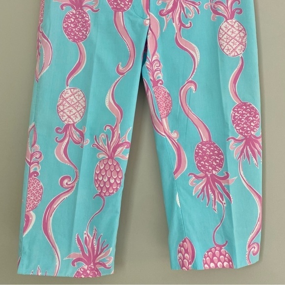 Vintage Lilly Pulitzer Cropped Pants Pink Blue Pineapple print Size 4 - Picture 4 of 16